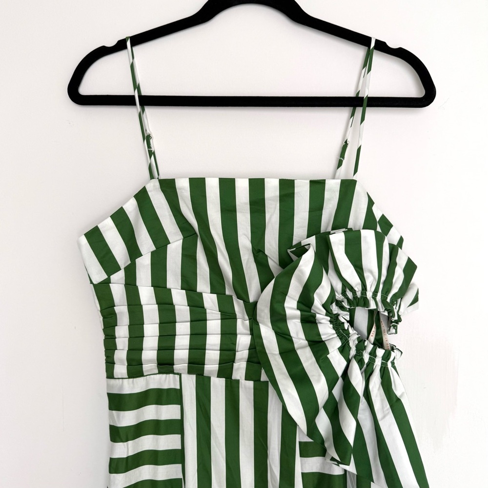FARM Rio Tropical Flight Stripes Midi Dress, Green/White, NWT 🇧🇷 - Picture 10 of 16
